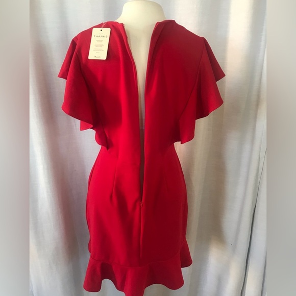 NWT Women’s Ruffle Sleeve Red Mermaid Dress - Picture 6 of 11